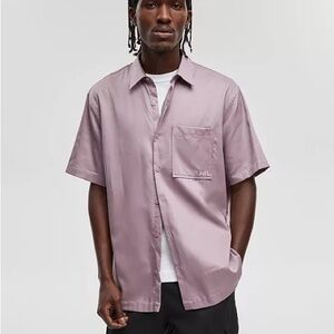 Mode of One Mens Relaxed Fit Button Down Shirt Pale Elderberry Purple Small NEW